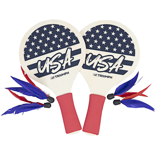 Two Triumph paddle birdies with a USA flag design.