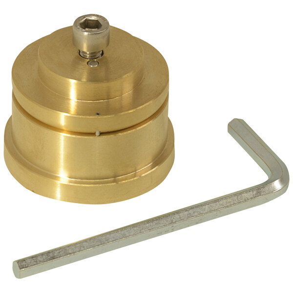A gold and brass Avancini lasagna pasta die with a hexagon key.
