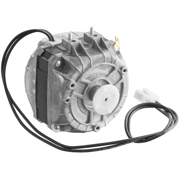 A Narvon fan motor with wires and a wire harness.