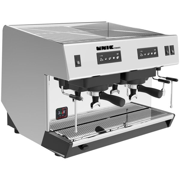 A silver and black Unic Classic 2 automatic espresso machine.