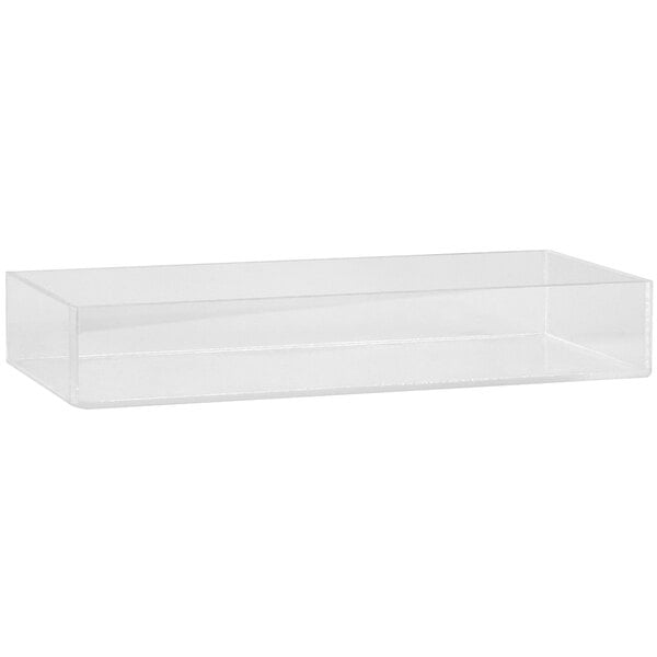 A clear rectangular plastic container.