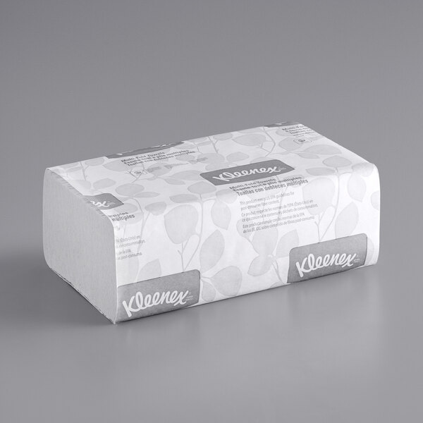 A white case of Kleenex M-Fold paper towels.