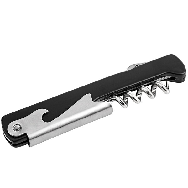 A black and silver TableCraft waiter's corkscrew with a screw.