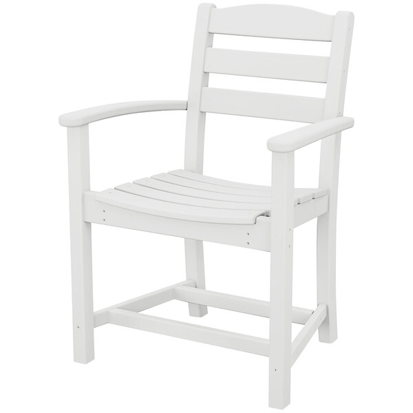 A white POLYWOOD La Casa Cafe dining arm chair.