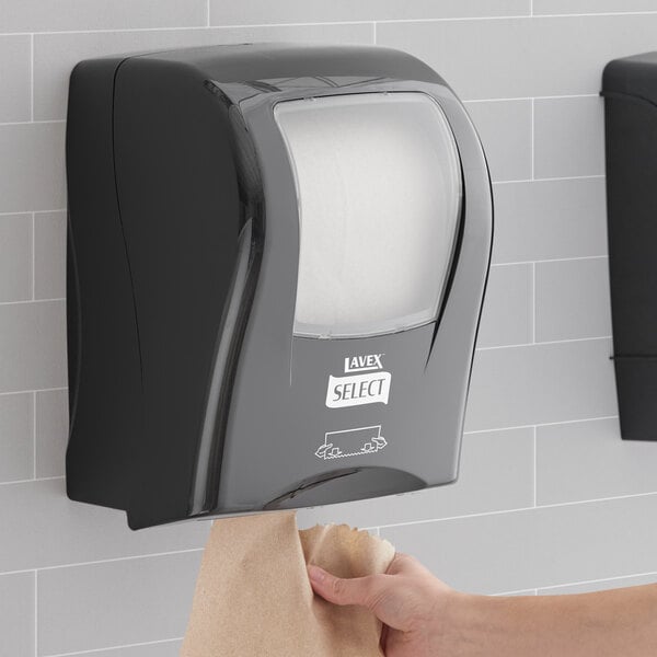 Lavex Select Black Manual Autocut Paper Towel Dispenser