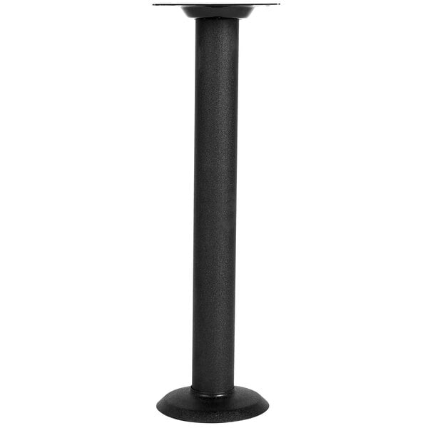 A FLAT Tech black metal cylindrical table base with a round black base.