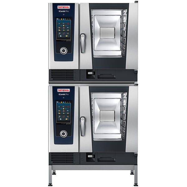 A Rational Double Deck electric combi oven with two large industrial ovens.