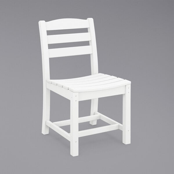 A white POLYWOOD La Casa Cafe dining side chair with a seat.
