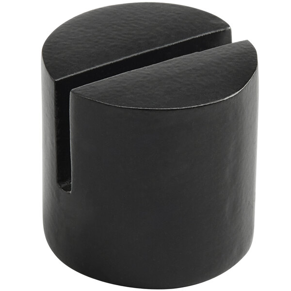 An American Metalcraft black hammered aluminum cylinder with a cut out part.