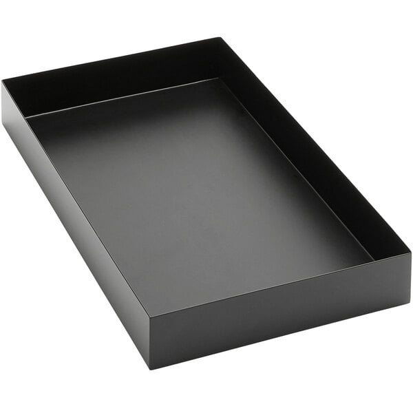 An American Metalcraft black rectangular metal market tray with a handle.