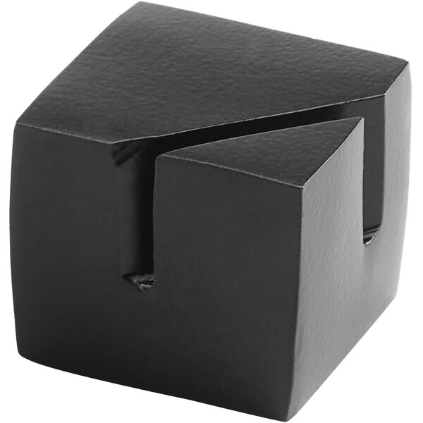 An American Metalcraft black square hammered aluminum card holder with a cut out part.