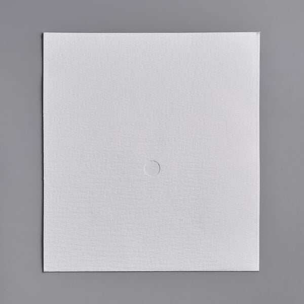 A white square envelope with a circle on it.