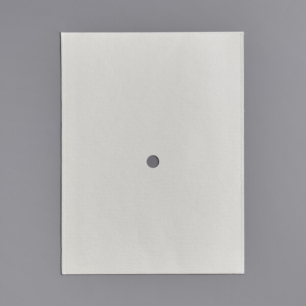 A white envelope style filter paper with a hole in the center.
