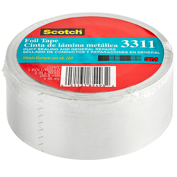 A roll of 3M silver foil repair tape with a bar code.