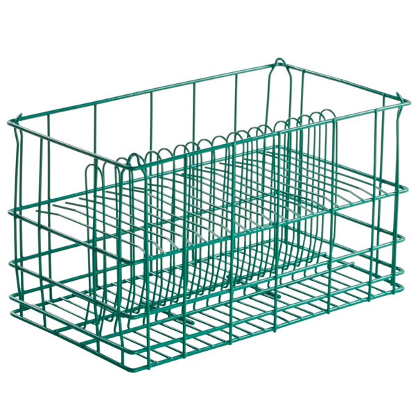 A green Microwire 24 compartment plate rack.