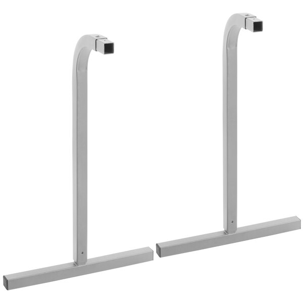 A pair of metal legs for a ServIt suspension bar heat lamp.