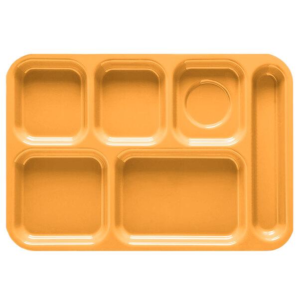 A yellow rectangular GET TR-152 compartment tray with six compartments.