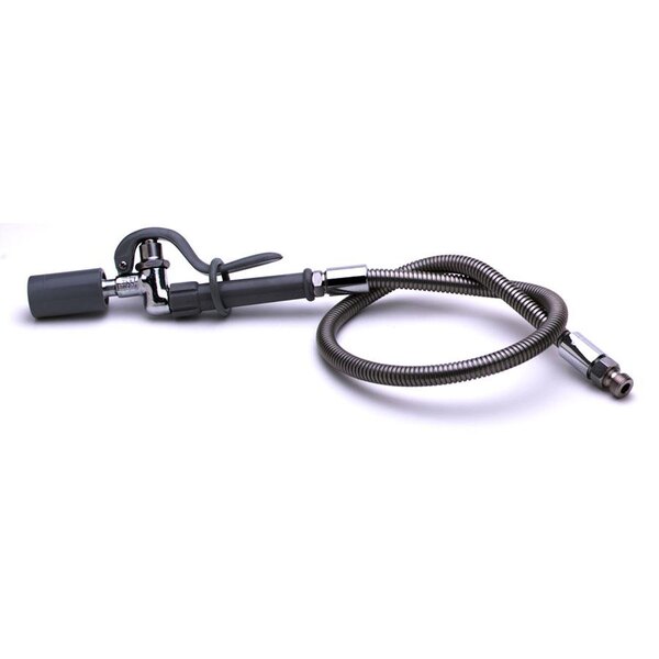 A black hose with a metal nozzle and a black tube.