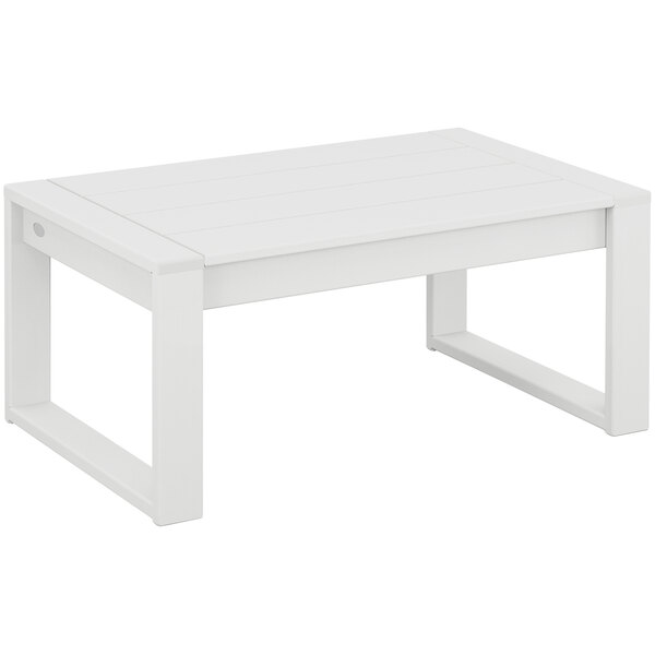 A white POLYWOOD coffee table with legs.