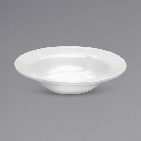 A white bowl with a wide rim.