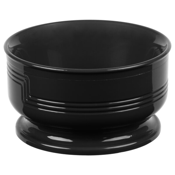 A black Cambro Shoreline Collection bowl.