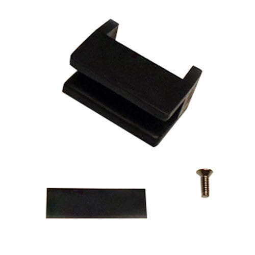 A black plastic True shelf block with a screw.