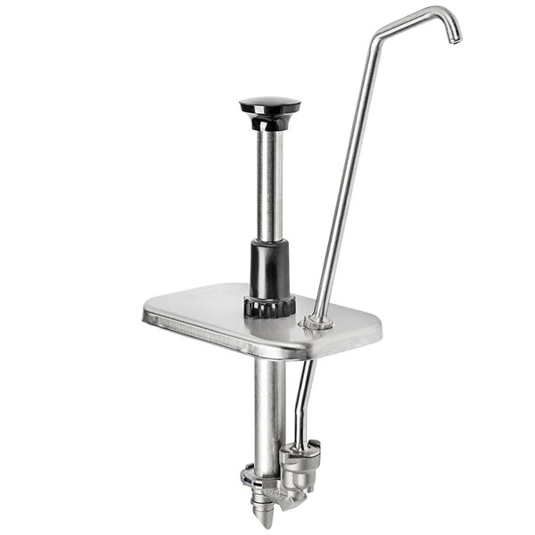 A stainless steel Server drop-in pump with a black metal handle.