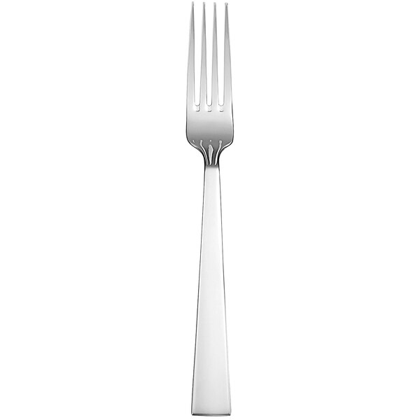 A silver stainless steel Sant'Andrea European dinner fork with a white background.