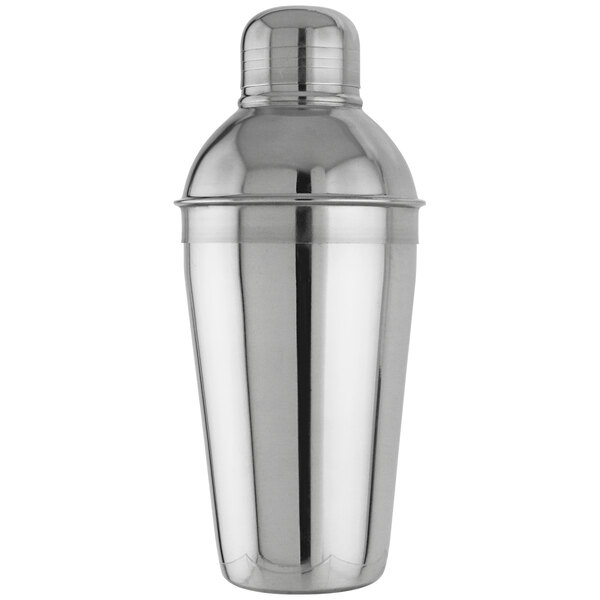 A Franmara stainless steel Cobbler Cocktail Shaker with lid.