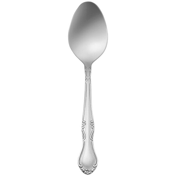 The Delco Melinda III stainless steel oval bowl soup/dessert spoon with a handle.