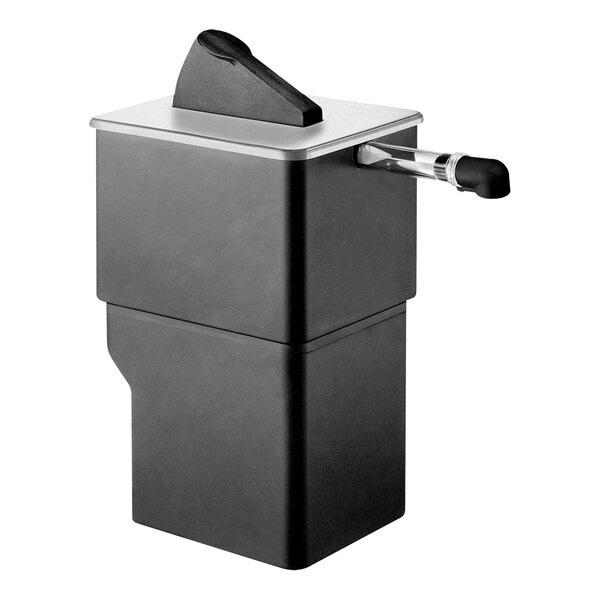 A black rectangular Server Express System countertop pump dispenser with a silver top.