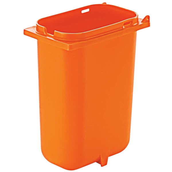 An orange plastic Server deep fountain jar with a lid.