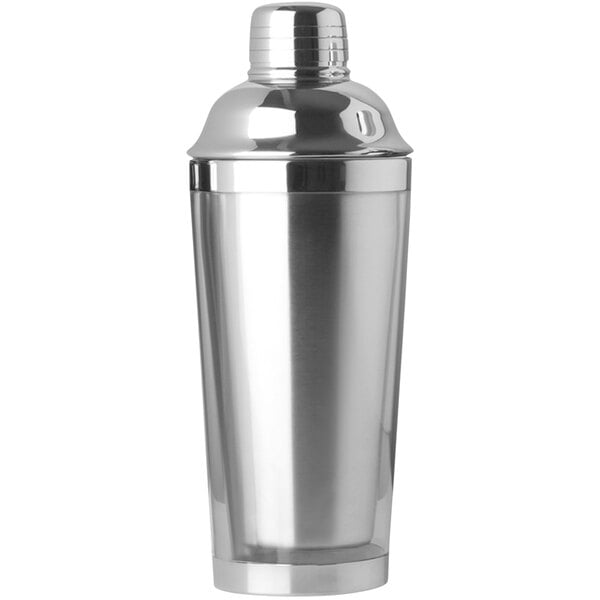A Franmara silver cocktail shaker with a lid.