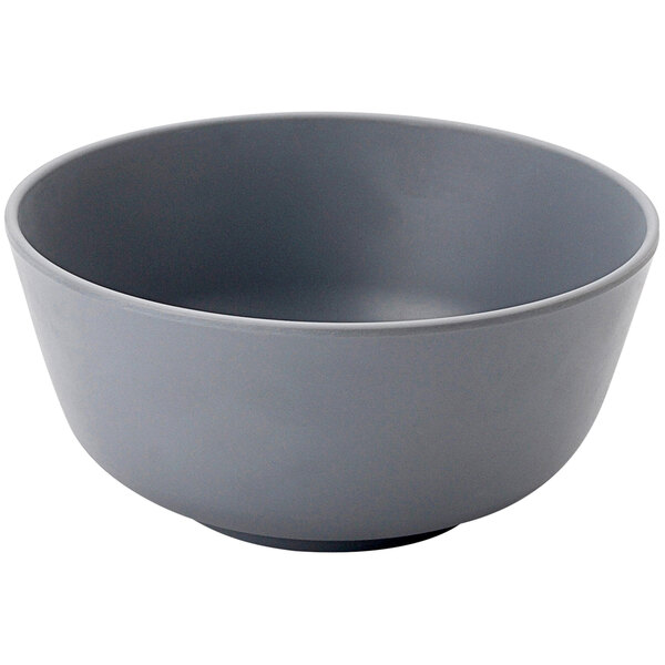 A grey Bon Chef melamine bowl on a white background.