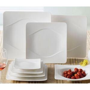 A group of CAC Modern New Bone White Square Porcelain Plates and Bowls.