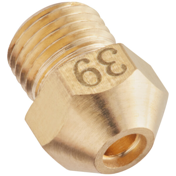 A brass Avantco natural gas orifice with the number 33.