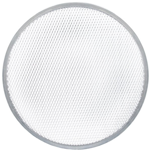 An American Metalcraft 7" Heavy Duty Expanded Aluminum Pizza Screen with a metal grid.