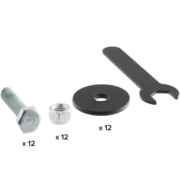 Lancaster Table & Seating hardware, a black and silver tool set with nuts and bolts.