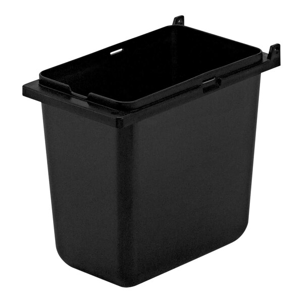 A black plastic bin with a lid.