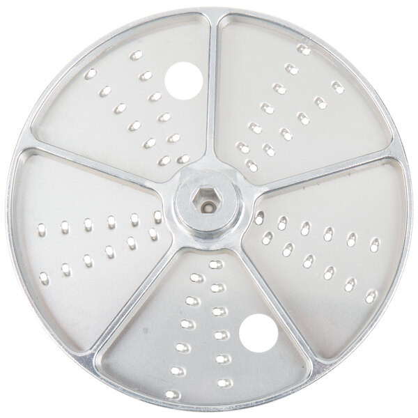 A Waring metal grating / shredding disc with holes in it.