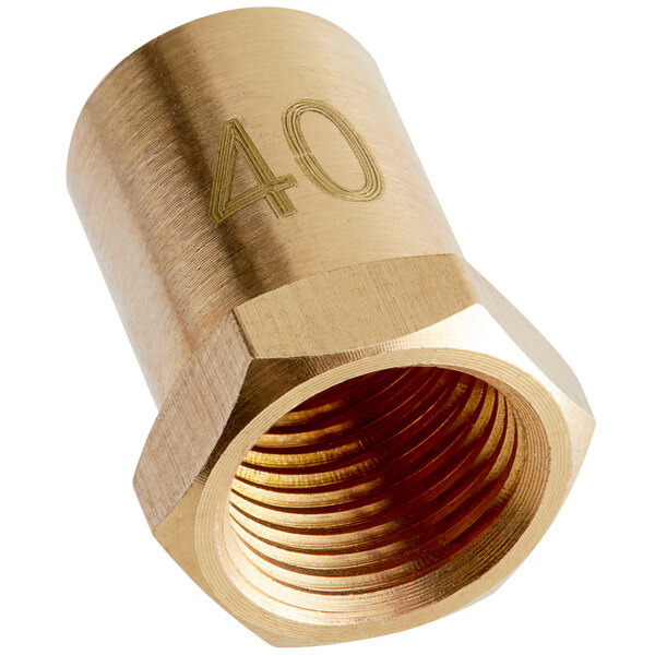 A gold brass nut with the number 40 on it.
