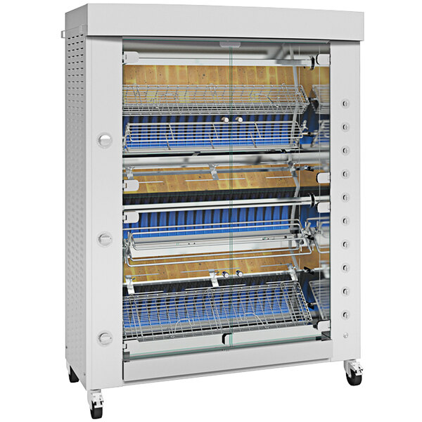 A stainless steel Rotisol France rotisserie with 8 spits.