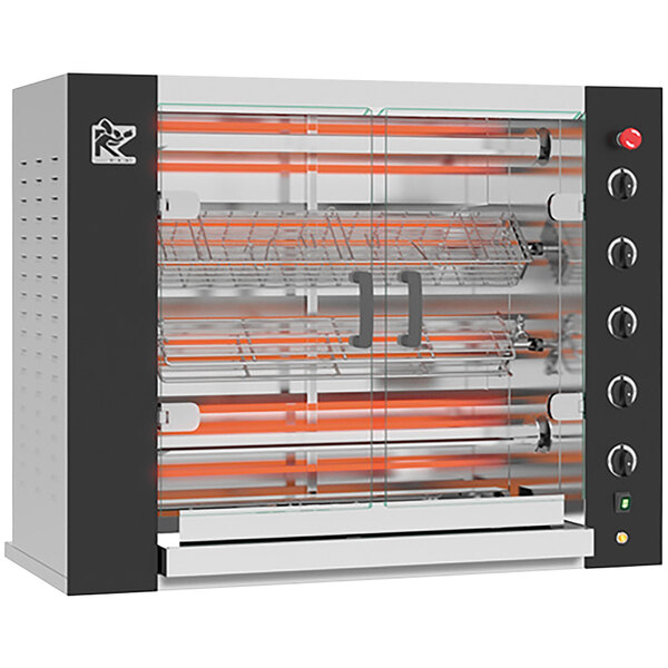 A black and silver Rotisol-France electric rotisserie with 4 spits.
