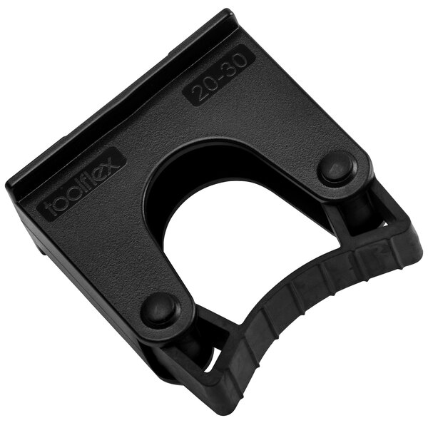 A black plastic Toolflex tool holder with a hole in it.