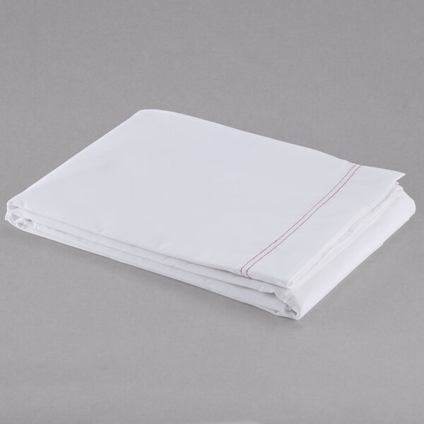 A folded white Oxford Superblend Microfiber twin size flat sheet on a white background.