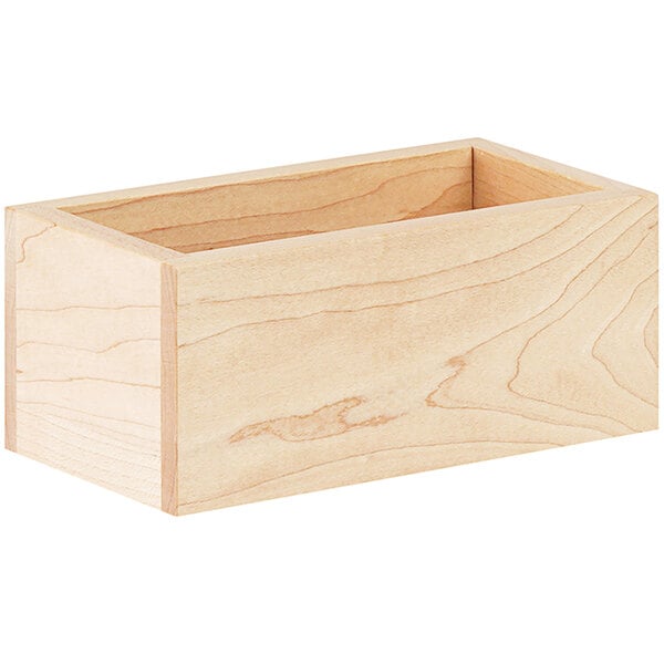 A Cal-Mil maple wood rectangular box with a lid.