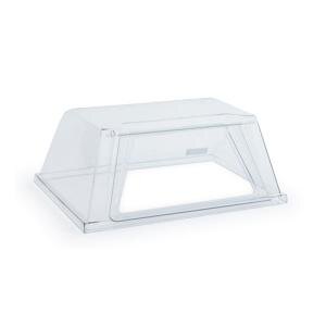 A clear plastic container with a clear lid for Nemco 8018 Series Roller Grills.