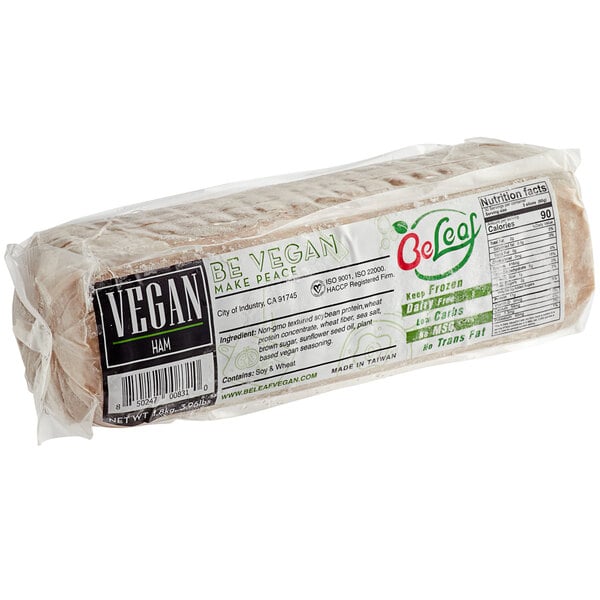 A package of Beleaf vegan ham squares.
