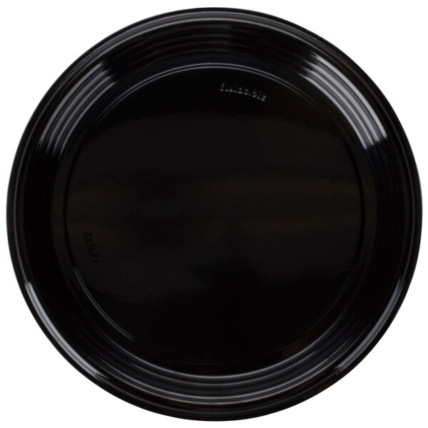 A black Fineline PET plastic catering tray with a white background.