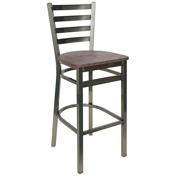 A BFM Seating metal bar stool with a copper seat.